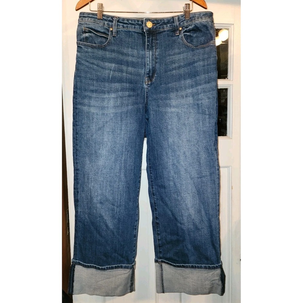 NWT KUT From The Kloth Sienna High Rise Wide Leg Size 14 Jeans Cuffed Streetwear